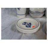 Set of Vintage Pfaltzgraff Yorktowne Blue Floral Dinnerware