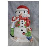 LivingQuarters Ceramic Snowman Cookie Jar - Christmas Village Collection