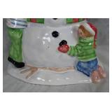 LivingQuarters Ceramic Snowman Cookie Jar - Christmas Village Collection