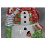 LivingQuarters Ceramic Snowman Cookie Jar - Christmas Village Collection