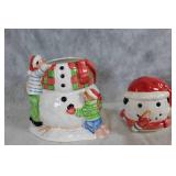 LivingQuarters Ceramic Snowman Cookie Jar - Christmas Village Collection