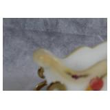 Vintage Hand-Painted Milk Glass Sleigh with Fruit Design