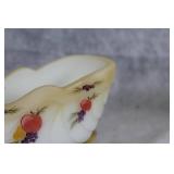 Vintage Hand-Painted Milk Glass Sleigh with Fruit Design