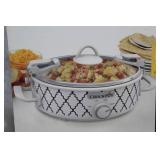 Crock-Pot 2.5 Quart Casserole Crock Slow Cooker with Blue Trellis Design