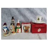 Festive Christmas Decor Set with Pfaltzgraff Santa Plate and Mug