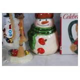 Festive Christmas Decor Set with Pfaltzgraff Santa Plate and Mug