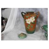 Set of 9 Roseville Pottery Pieces with Floral Design