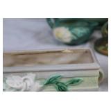 Set of 9 Roseville Pottery Pieces with Floral Design