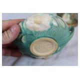 Set of 9 Roseville Pottery Pieces with Floral Design