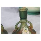 Set of 9 Roseville Pottery Pieces with Floral Design