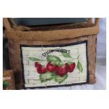 Set of Vintage Berry-Themed Basket Collection with Signs
