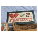 Set of Vintage Berry-Themed Basket Collection with Signs