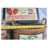 Set of Vintage Berry-Themed Basket Collection with Signs