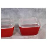 Set of 3 Vintage Glass Refrigerator Dishes with Lids