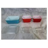 Set of 3 Vintage Glass Refrigerator Dishes with Lids