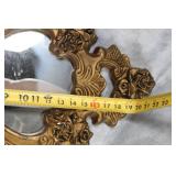 Antique Gold Framed Mirror with Floral Details