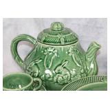 Green and Nature-Themed Ceramic Dish Set with Animal and Floral Designs