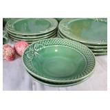Green and Nature-Themed Ceramic Dish Set with Animal and Floral Designs