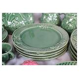 Green and Nature-Themed Ceramic Dish Set with Animal and Floral Designs