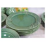 Green and Nature-Themed Ceramic Dish Set with Animal and Floral Designs