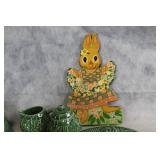 Green and Nature-Themed Ceramic Dish Set with Animal and Floral Designs