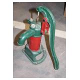Vintage Hand Water Pump with Red and Green Finish