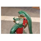 Vintage Hand Water Pump with Red and Green Finish