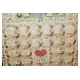 Framed Vintage Wedding Quilt Pattern Artwork with Names