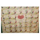 Framed Vintage Wedding Quilt Pattern Artwork with Names