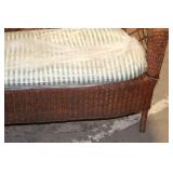 Vintage Wicker Loveseat with Striped Cushion