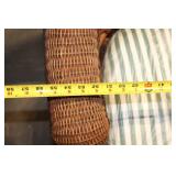 Vintage Wicker Loveseat with Striped Cushion