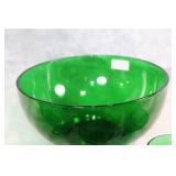 Vintage Forest Green Depression Glass Punch Set with 10 Cups and Bowl