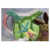 Set of Bunny-Themed Ceramic and Plush Collectibles