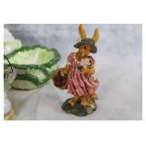 Set of Bunny-Themed Ceramic and Plush Collectibles