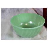 Vintage Glassware Set: Imperial Ruby Pitcher & Jadeite Bowls with Decorative Plates