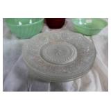 Vintage Glassware Set: Imperial Ruby Pitcher & Jadeite Bowls with Decorative Plates