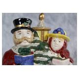 Ceramic Holiday Carolers Tissue Holder and Accent Piece