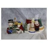 Ceramic Holiday Carolers Tissue Holder and Accent Piece