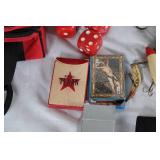 Vintage Collectibles Including Marlboro Bag, Playing Cards, and Assorted Items