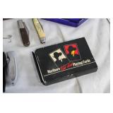 Vintage Collectibles Including Marlboro Bag, Playing Cards, and Assorted Items