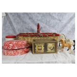 Vintage Kitchen and Decor Collection with Basket, Biscuit Tin, Toy Horses, and More