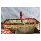 Vintage Kitchen and Decor Collection with Basket, Biscuit Tin, Toy Horses, and More