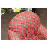 Vintage Plaid Armchair with Matching Ottoman