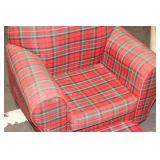 Vintage Plaid Armchair with Matching Ottoman