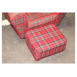 Vintage Plaid Armchair with Matching Ottoman