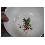 Set of Christmas Themed Dinnerware and Decor with Reindeer Ornament
