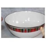 Set of Christmas Themed Dinnerware and Decor with Reindeer Ornament