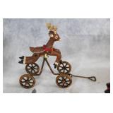 Set of Christmas Themed Dinnerware and Decor with Reindeer Ornament