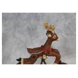 Set of Christmas Themed Dinnerware and Decor with Reindeer Ornament