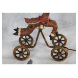 Set of Christmas Themed Dinnerware and Decor with Reindeer Ornament